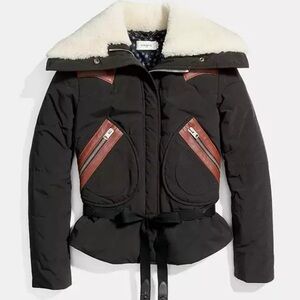 Coach Puffer Jacket with Shearling